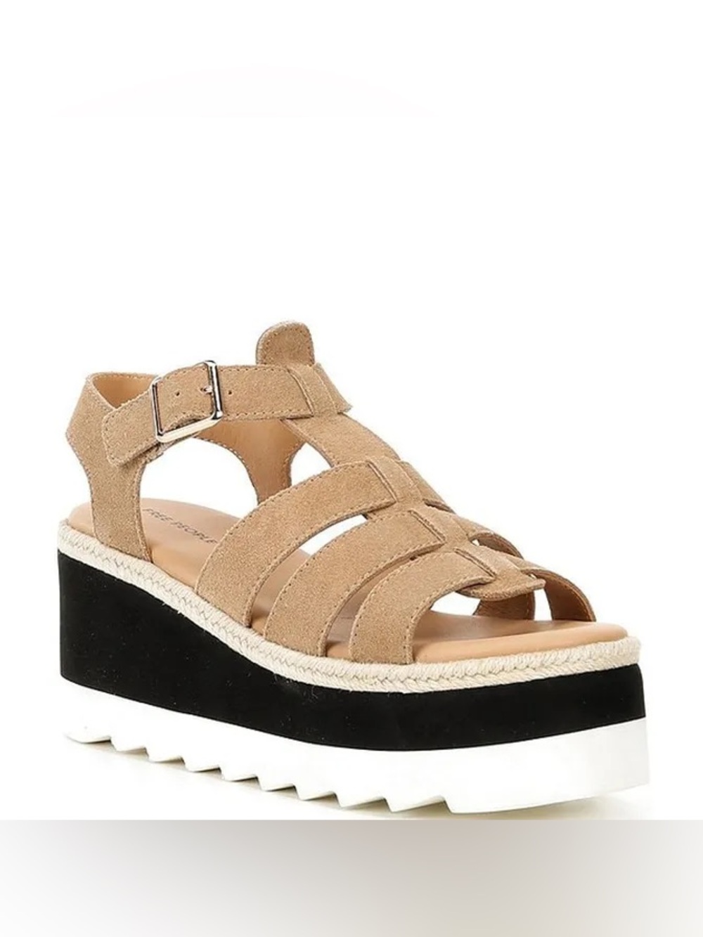 NWT Free People Movement Mykonos Suede Fisherman Platform Wedge Sandals Vachetta